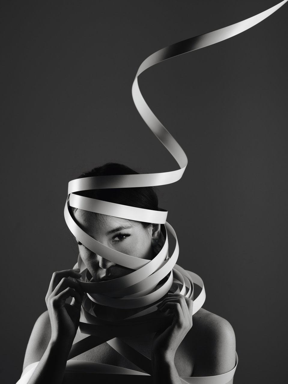 Creative Portrait series using unconventional objects (in this case, edgebanding - used in furniture construction aka. trim)